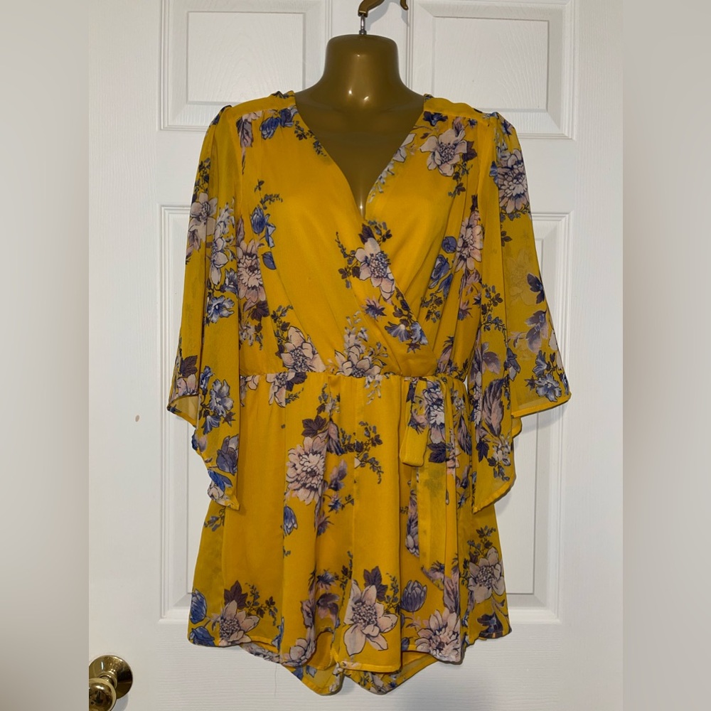 Yellow and blue floral Bailey blue romper